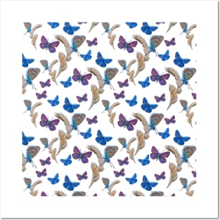 Blue Butterfly pattern Posters and Art